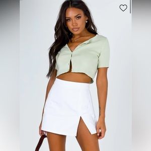 Lioness Lola Mini White Denim Mini Skirt